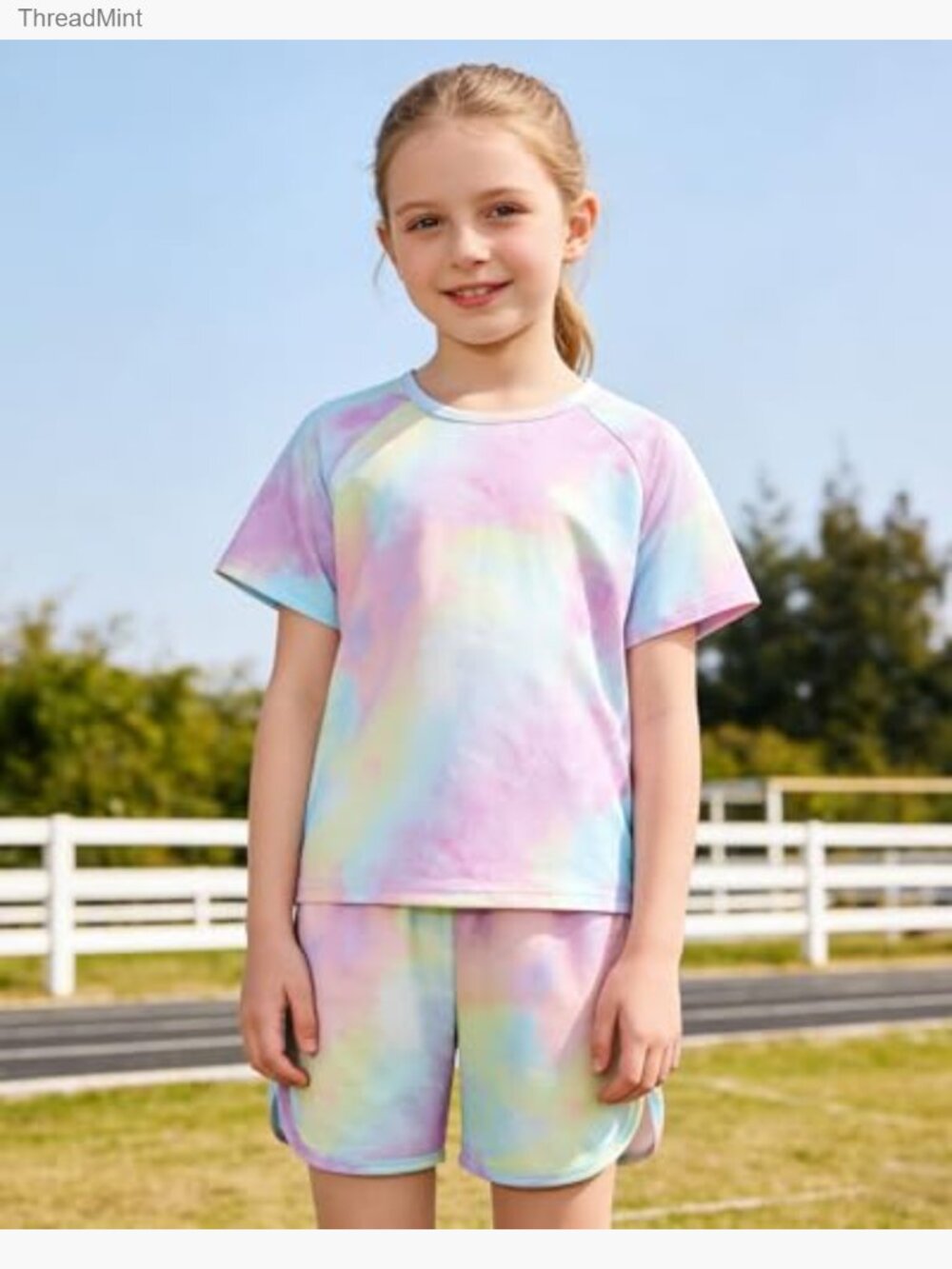 Girls Tie Dye T-Shirt and Shorts Set with Pockets - 4-10 Years - Picture 2 of 7